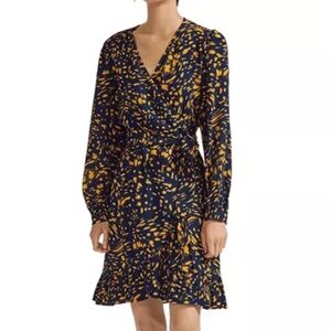 Maje Rosetta Swirl Wrap Dress Long Sleeve Ruffle Size 3 / Large